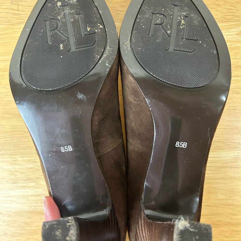 Lauren Ralph Lauren LRL Suede Pumps Heels Shoes 8.5 Brown City Office Evening - Picture 11 of 16